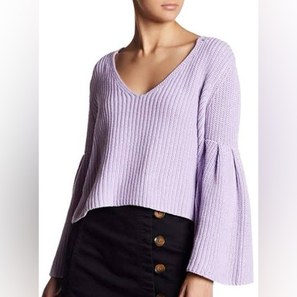 Free People S Damsel Bell Sleeve Knit Sweater - Picture 13 of 13